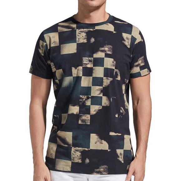 Men Navy Blue Hipster Hip Hop Short Sleeve Print T Shirt Casual Fashion Tee - Picture 2 of 6